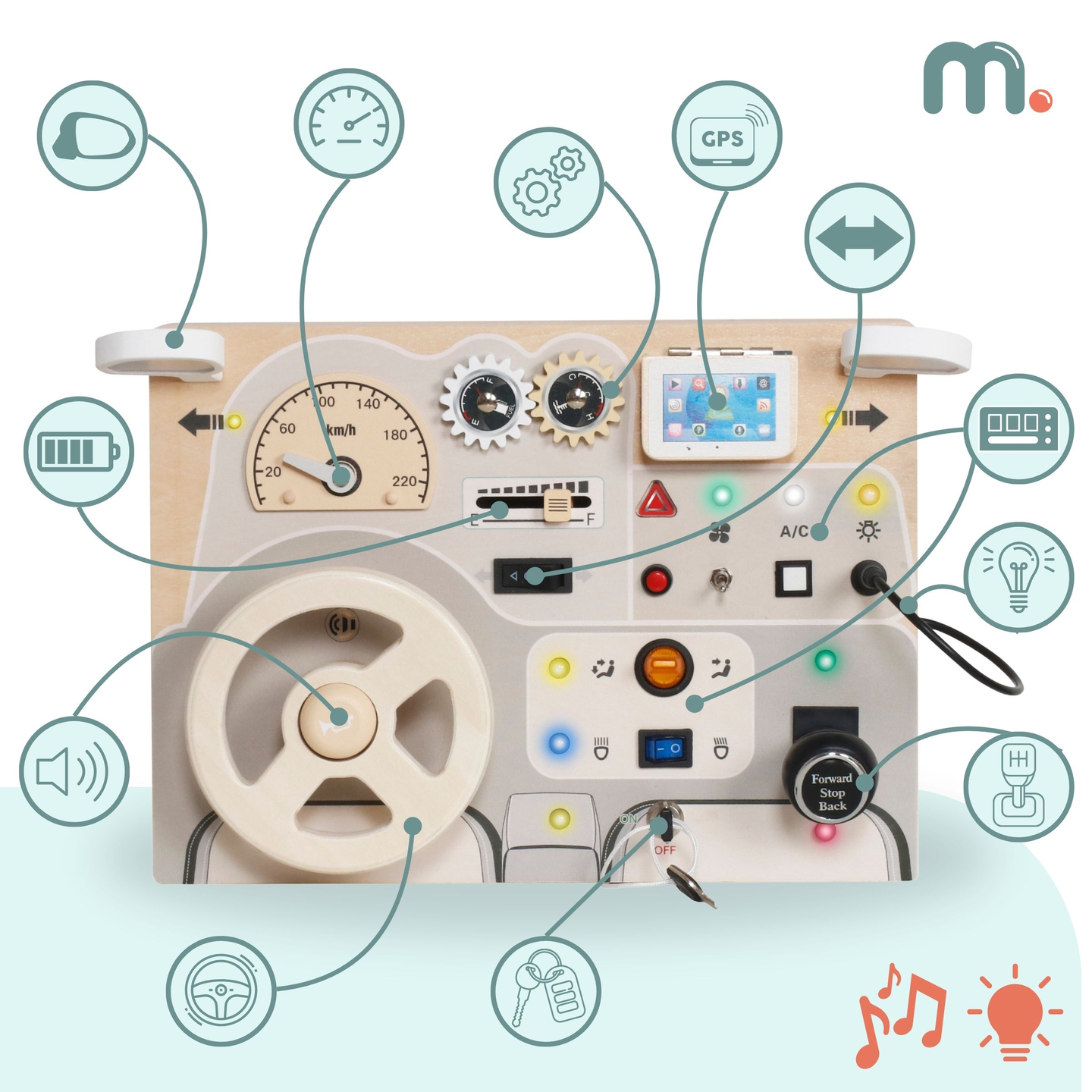 Монтесори дървена дъска за игра за малки деца - табло за кола