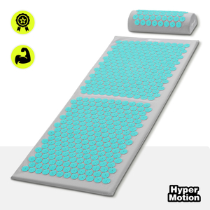 Голяма постелка за акупресура с възглавница и калъф - 130 см HyperMotion сиво-ментово